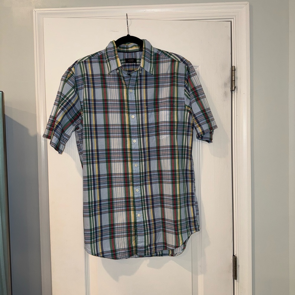 Arrow Blue and Green Casual Button Down Shirt